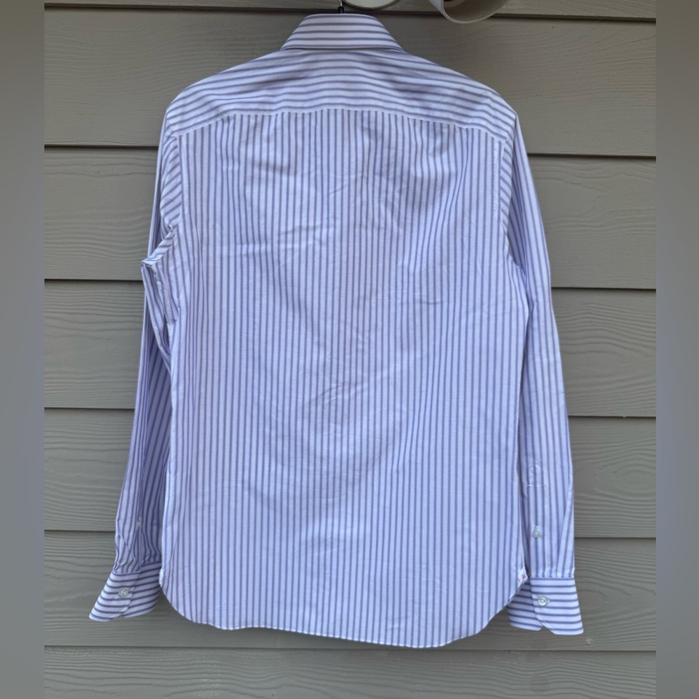 Isaia Lavender Striped Dress Shirt - Picture 7 of 13
